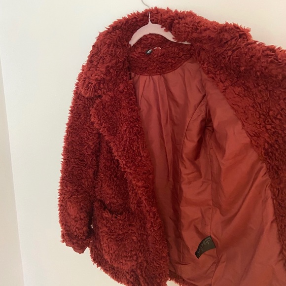 Red Teddy Coat - Picture 2 of 4